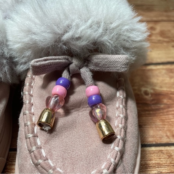 Steve Madden Jhugz Faux Fur Trim Slip-On Slippers Girl's Size 13 Pink Blush - Picture 12 of 13